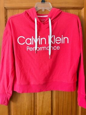 Calvin Klein Hot Pink Performance Hoodie with White Logo